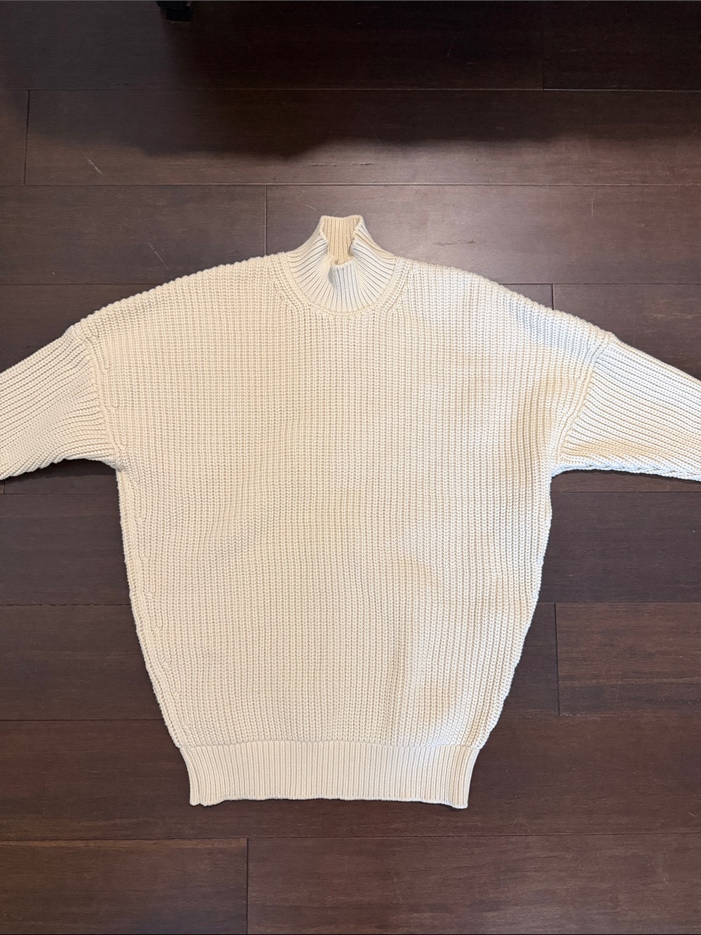 VICTORIA BECKHAM Cream Chunky Knit Funnel Neck Sweater